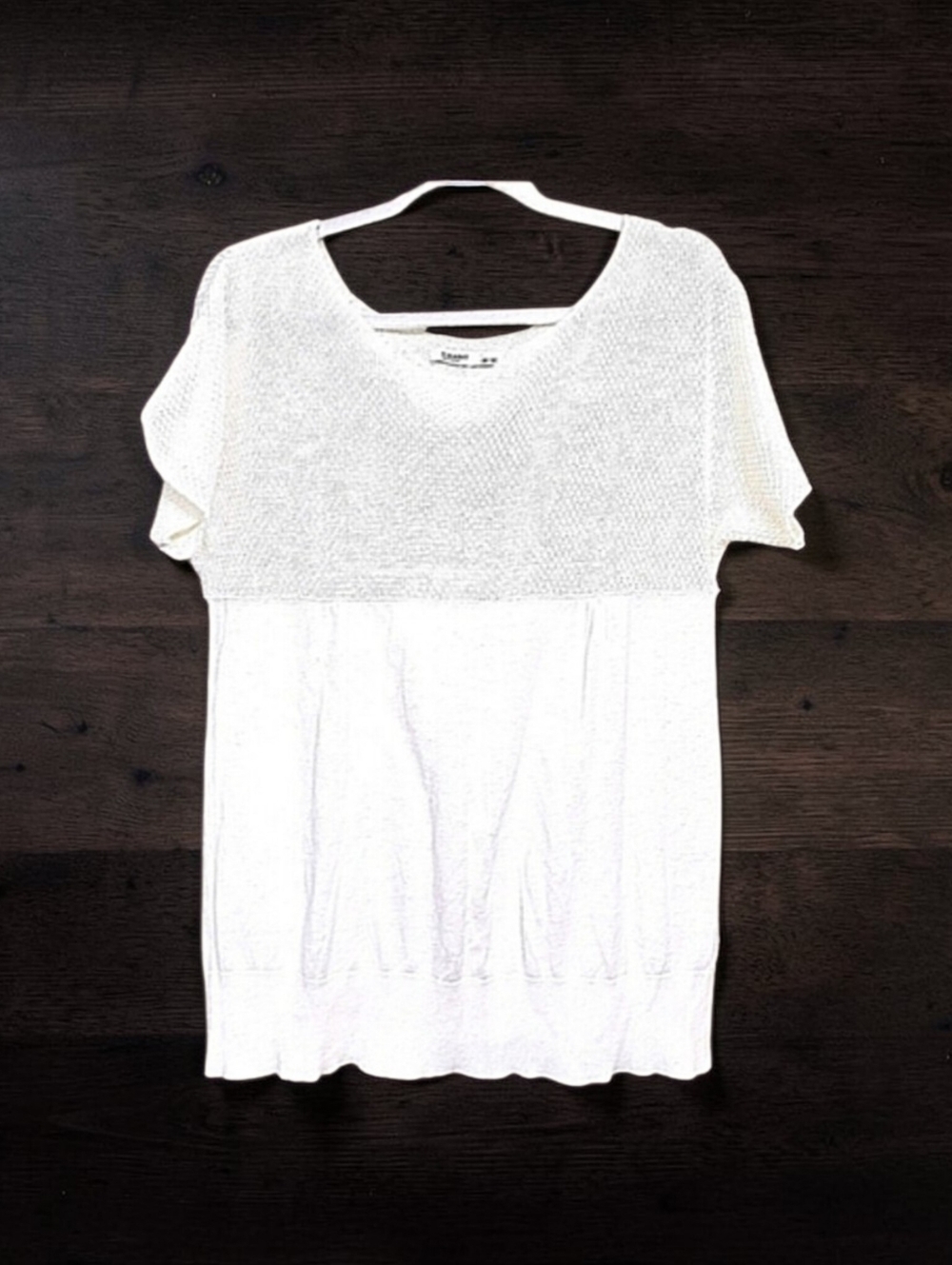 Old Navy 100% Cotton Short Sleeve Knit Top in Cream, Size Medium